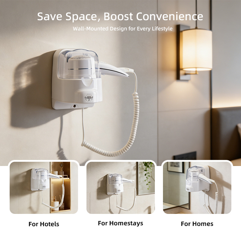 2 in 1 hotel wall mounted hair dryer for hotel bathrooms guest rooms and homestays