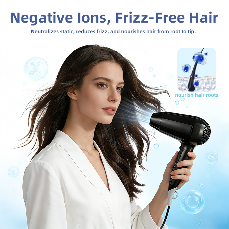 negative ion foldable hair dryer for frizz-free smooth hair care