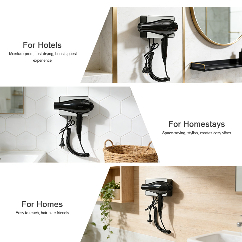 wall mounted hotel hair dryer for hotels, homestays, and apartments