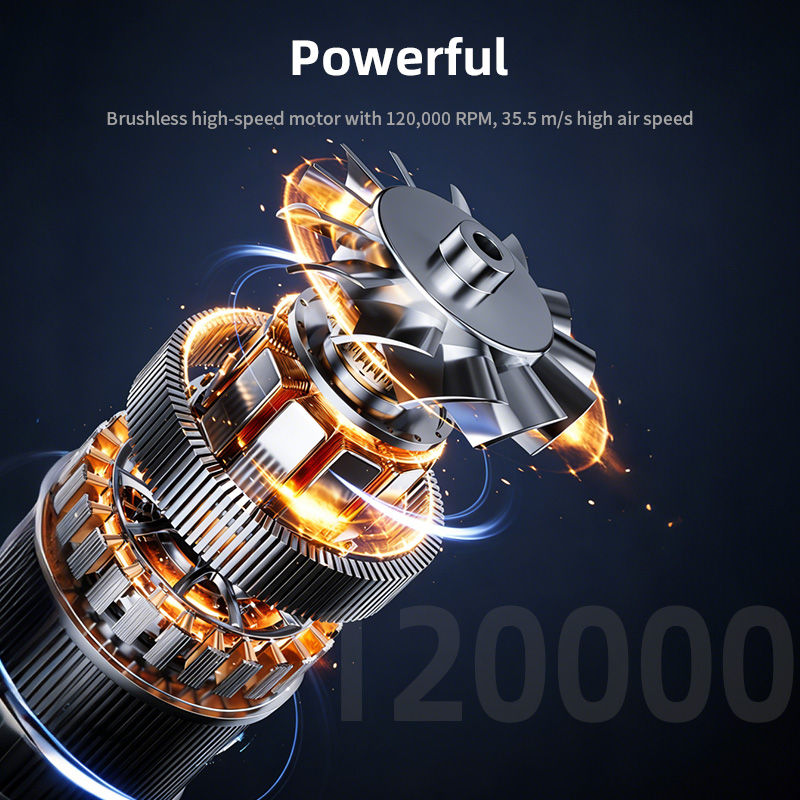 Brushless high-speed motor with 120,000RPM, 35.5m/s high air speed