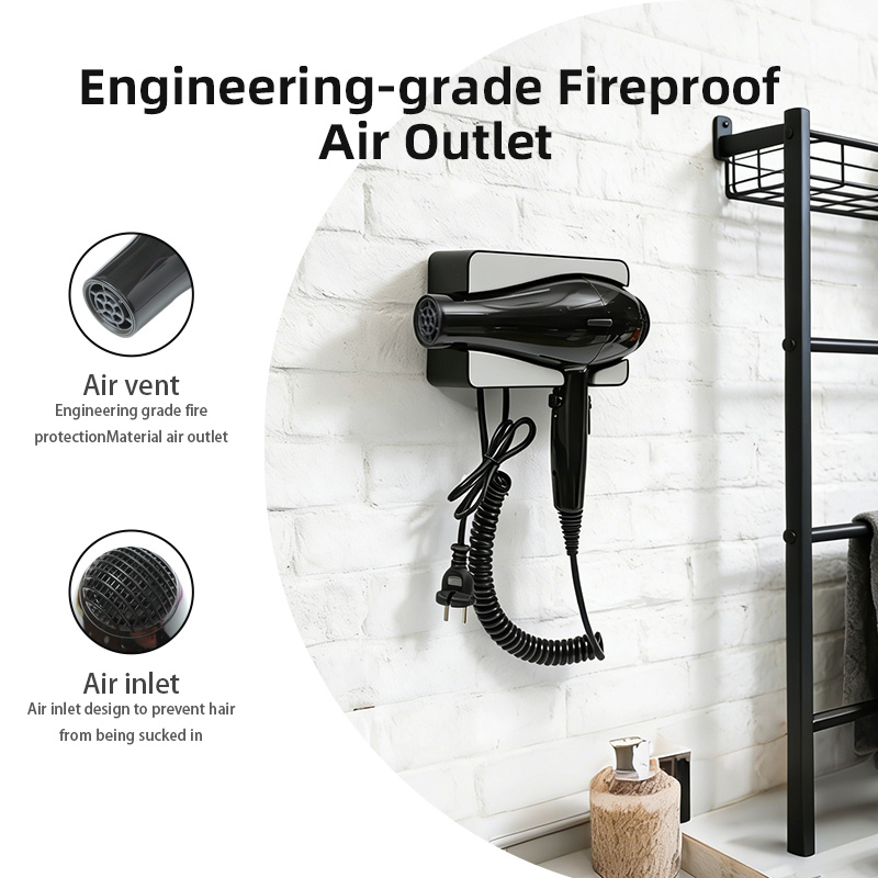 wall mounted hotel hair dryer with safe air outlet and protective air inlet design