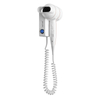 SG-01C wall mounted negative ion hair dryer with dual USB ports, base control switch and coiled cord for hotel bathrooms.