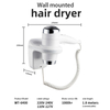 WT-6400 Commercial Wall Mounted Hair Dryer With Negative Ion For Hotel Homestay