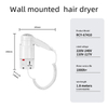 RCY-67410 Wall Mounted Negative Ion Hair Dryer for Hotel Bathroom Use