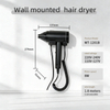 China WT-1201B Wall Mounted Negative Ion Hair Dryer