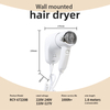 RCY-67220B Wall Mounted Negative Ion Hair Dryer for Hotel Use