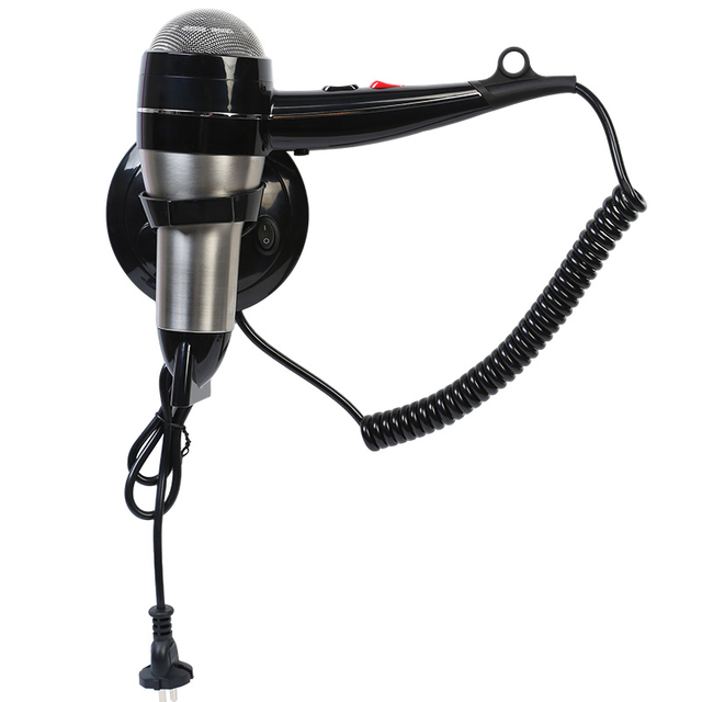 Hotel Style Wall Mount Hair Dryer with Fireproof Air Outlet and 304 Stainless Steel Build
